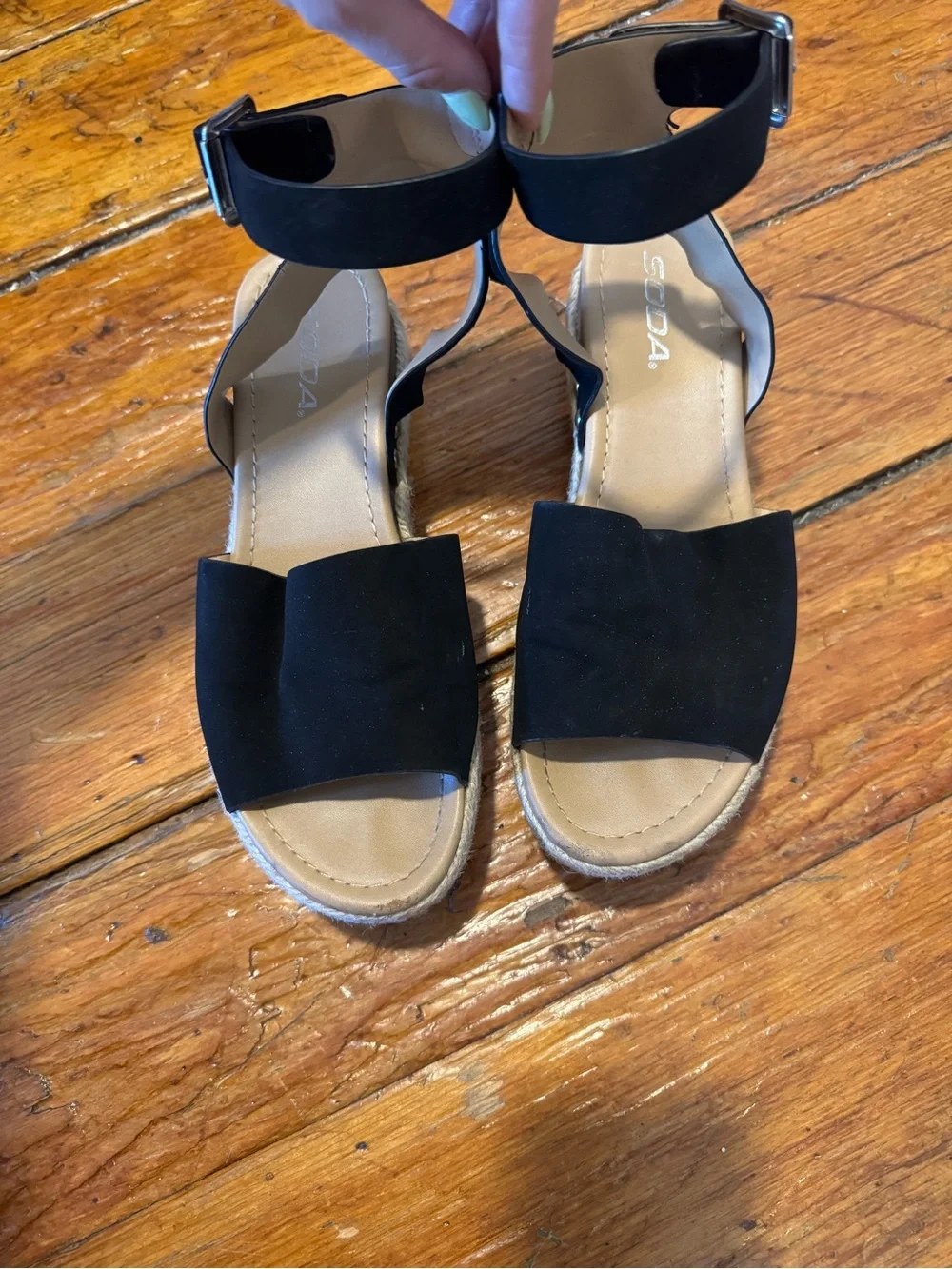 Black Espadrille Platform Sandals with Ankle Strap